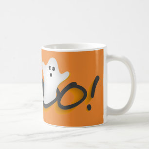 Mug Joli fantôme d'Halloween effrayant BOU! Orange