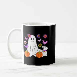 Mug Joli fantôme promenant un chien floral citrouille