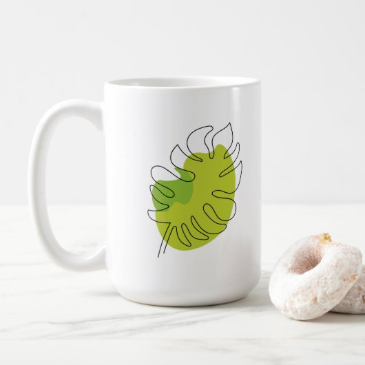Mug Joli feuillage isolé tropical à une ligne (Avec donut)