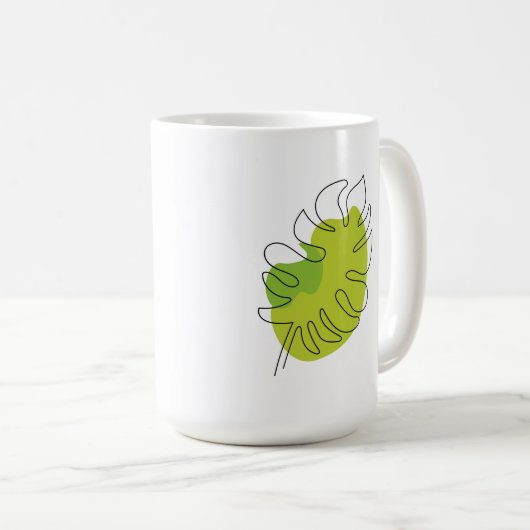 Mug Joli feuillage isolé tropical à une ligne (Devant droit)