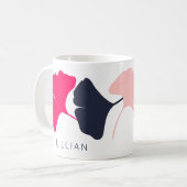Mug Joli Feuille personnalisé Navy Blue & Pink Ginkgo (Devant gauche)