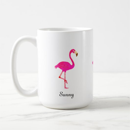 Mug Joli flamant rose & calligraphie (Gauche)