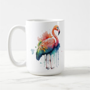 MUG JOLI FLAMANT ROSE COLORÉ D'EAU