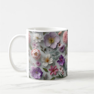Mug Joli Fleur sauvage 3D Whimsical En Rose Et Violet