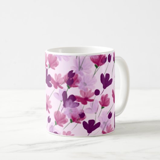 Mug Joli Fleur sauvage De Ressort Violet Et Rose Mauve (Devant droit)