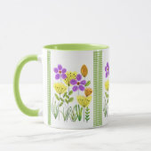 Mug Joli Fleurs sauvages aquarelle avec En vichy vert (Gauche)