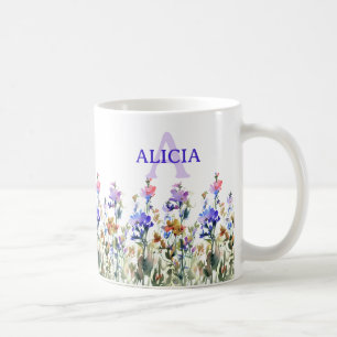 Mug Joli Fleurs sauvages aquarelle Votre nom