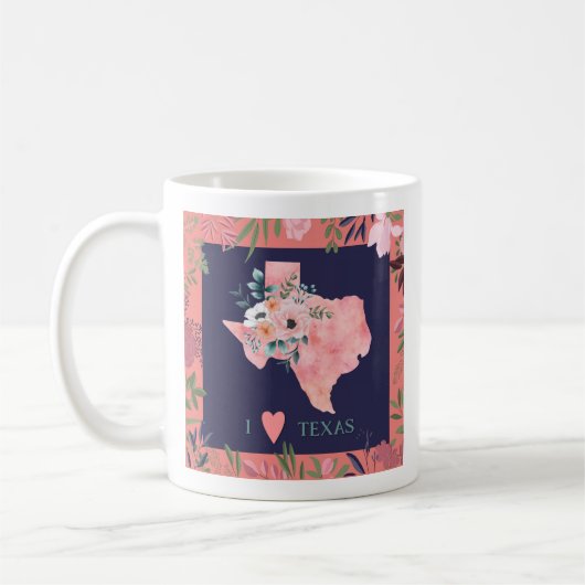 Mug Joli Floral I Love Texas State Map (Gauche)