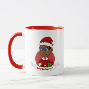 Mug Joli garçon de Noël afro-américain avec lunettes