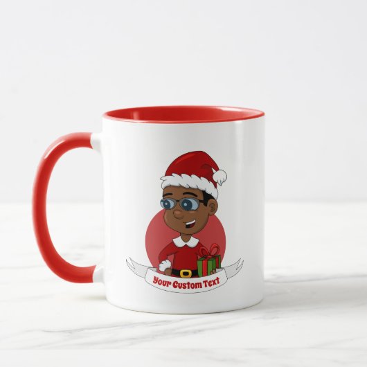 Mug Joli garçon de Noël afro-américain avec lunettes (Gauche)