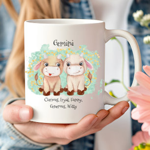 Mug Joli Gemini Twins Aquarelle Bull Zodiac Monogramme