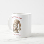 Mug Joli gnome en tricot couleur ivoire de Noël avec c (Devant gauche)