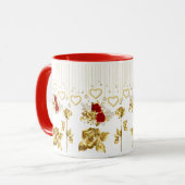 Mug Joli Golden moderne, Roses rouges et Coeurs suspen (Devant gauche)
