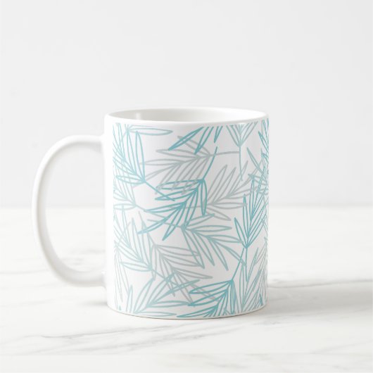 Mug Joli Gris Et Bleu Feuillus (Gauche)