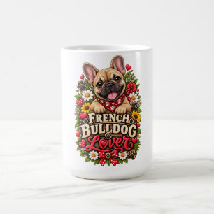 Mug Joli Imprimé de Patte Floral Amateur de Bouledogue