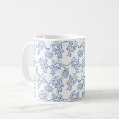 Mug Joli Indigo bleu sur blanc ethnie motif floral (Devant gauche)