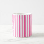 Mug Joli initiale unique rayé moderne rose et blanc (Centre)