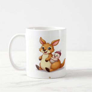 Mug Joli kangourou de dessin animé avec bébé et bibero