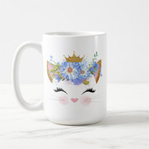 Mug Joli Kitty Blue Floral Couronne or