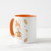 Mug Joli lapin d'automne avec citrouille. (Devant gauche)