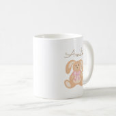 Mug Joli Lapin De Lapin De Ruban Rose Cudly Ajouter Vo (Devant droit)