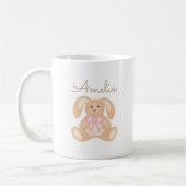 Mug Joli Lapin De Lapin De Ruban Rose Cudly Ajouter Vo (Gauche)