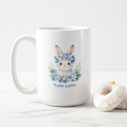 Mug Joli lapin de Pâques aquarelle avec hydrangea (Avec donut)
