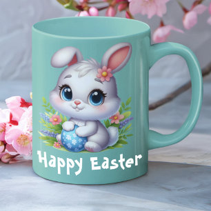 Mug Joli lapin de Pâques blanc avec œuf
