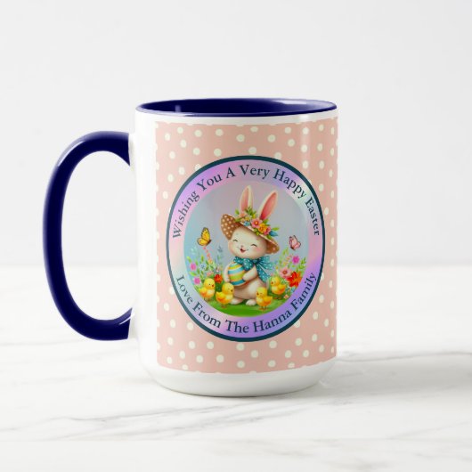 Mug Joli lapin de Pâques et joyeuses fleurs de printem (Gauche)