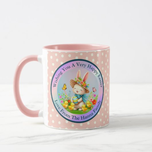 Mug Joli lapin de Pâques et joyeuses fleurs de printem (Gauche)
