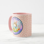 Mug Joli lapin de Pâques et joyeuses fleurs de printem (Devant gauche)