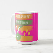 Mug Joli Lapin de Pâques Rose Vert Heureux et Carottes (Devant gauche)