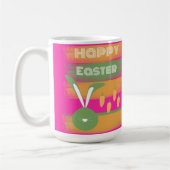 Mug Joli Lapin de Pâques Rose Vert Heureux et Carottes (Gauche)