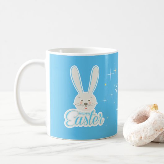 Mug Joli lapin Joyeux OEufs de Pâques Fête de Chasse P (Avec donut)