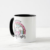 Mug Joli lapin lapin de Pâques Rainbow Ajouter un nom (Devant gauche)