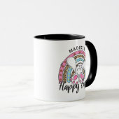 Mug Joli lapin lapin de Pâques Rainbow Ajouter un nom (Devant droit)