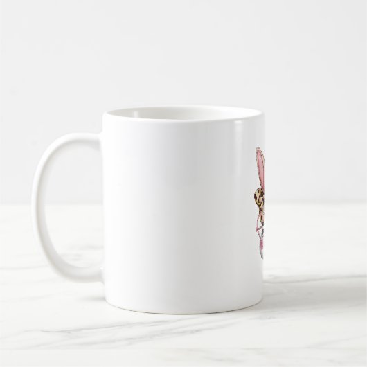 Mug Joli lapin Lapin Face Leopard Bow Girls Happy Eas (Gauche)