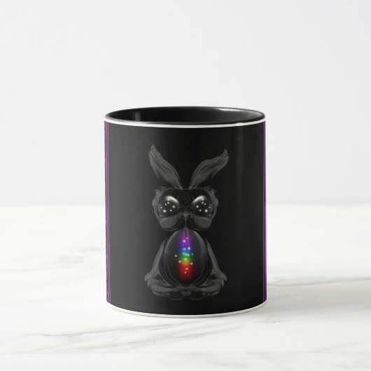 Mug Joli lapin noir avec Soul arc-en-ciel Chakra (Centre)