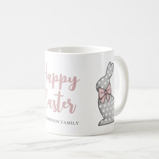 Mug Joli Lapin Rose Joyeuses Pâques (Devant droit)