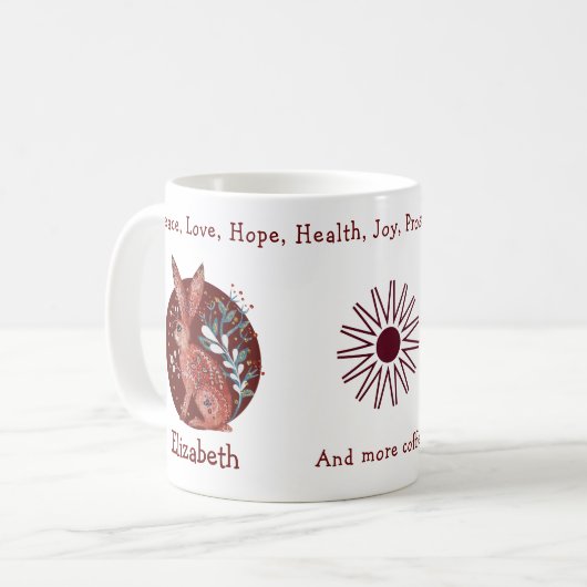 Mug Joli Lapin Rouge Et Plante. Amusant Et Positif (Devant gauche)