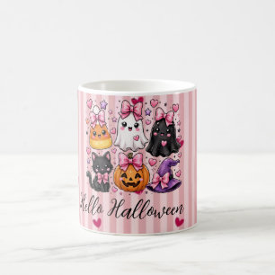 Mug Joli latte rayé rose avec personnages Bonjour Hall