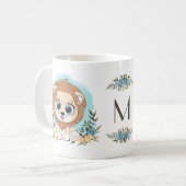 Mug Joli Lion Charme Floral Monogramme (Devant gauche)