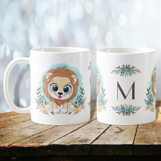 Mug Joli Lion Charme Floral Monogramme