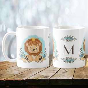 Mug Joli Lion Porté Couronne Charme Floral Monogramme