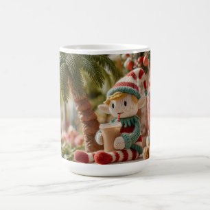 Mug Joli Lutin de Noël Tricoté Buvant un Café Glacé