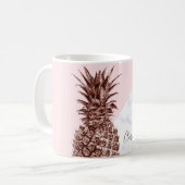 Mug Joli marbre rose élégant de blanc d'ananas d'or (Devant gauche)