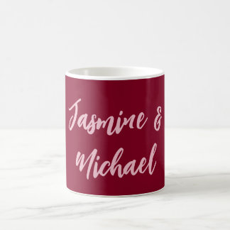 Mug Joli Minimaliste Rouge Bourgogne Calligraphie Nom 