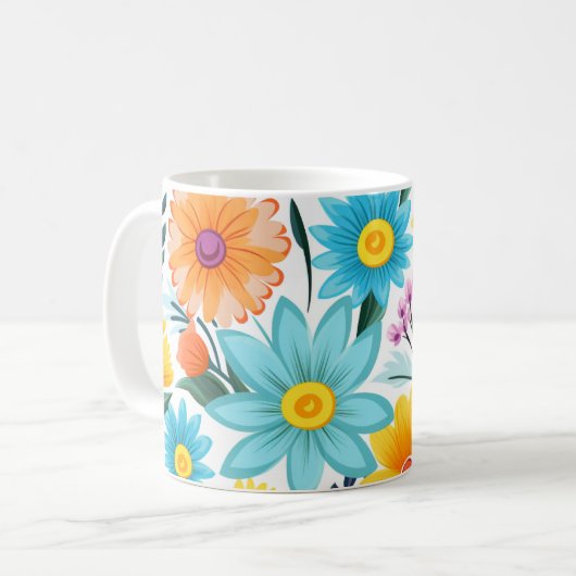 Mug Joli modèle floral noir féminin (Devant gauche)