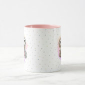 Mug Joli Monogramme Aquarelle Nom Pink Sloth Hugs (Centre)