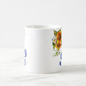 Mug Joli Monogramme Bleu de Tournesol Rustique (Centre)